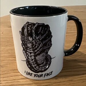 White and Black Alien Face Hugger Graphic Mug